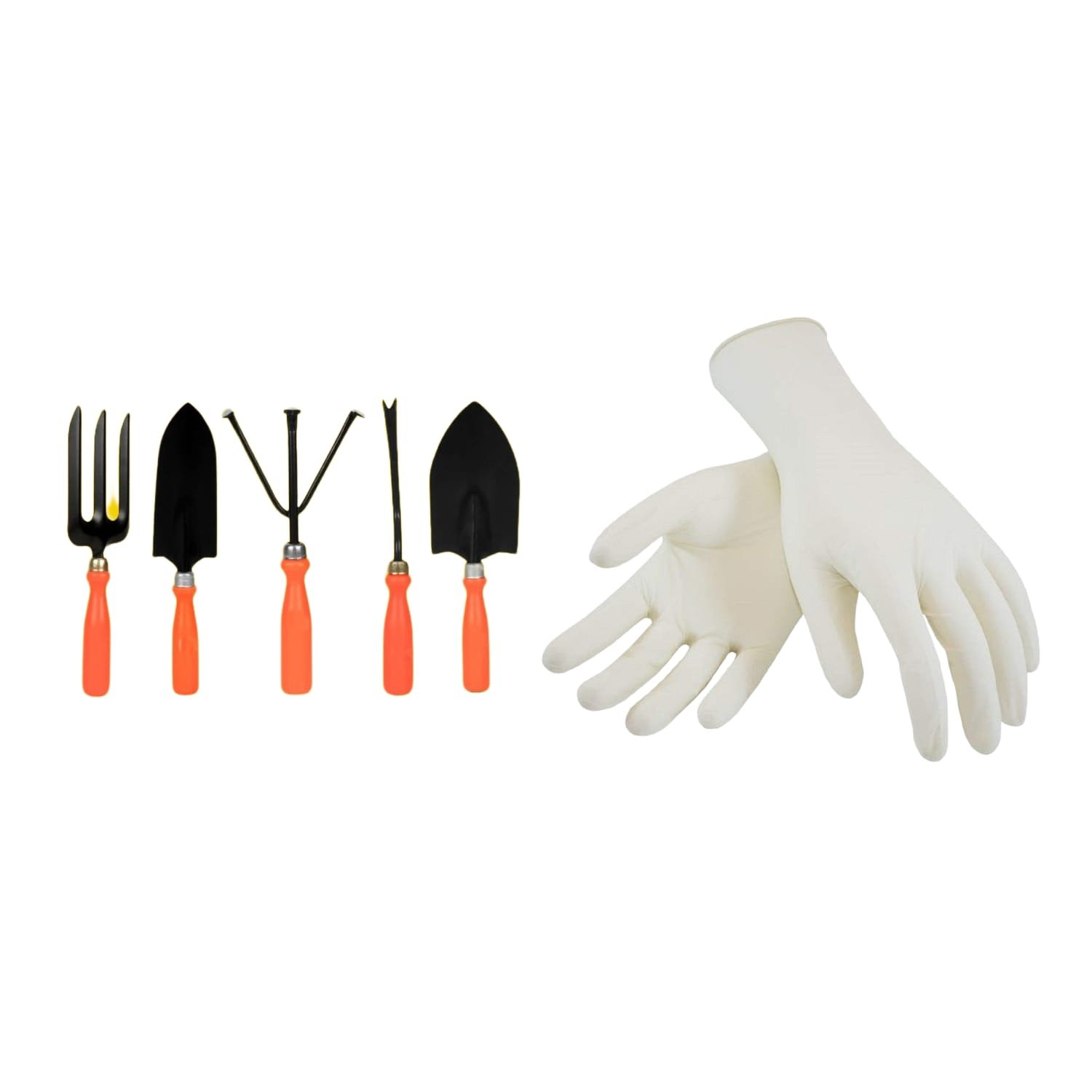 "Podhghar Gardening Set with heavy-duty tool and rubber gloves for gardening tasks"