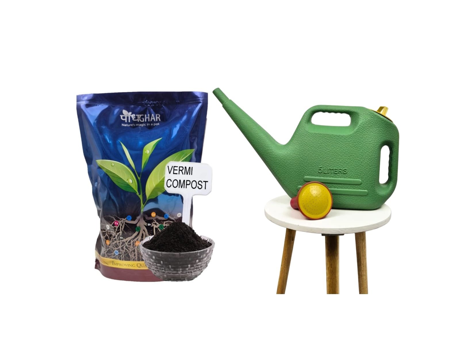 Premium Vermicompost (5kg) + Durable Watercan (5L) – The Perfect Gardening Combo! podhghar