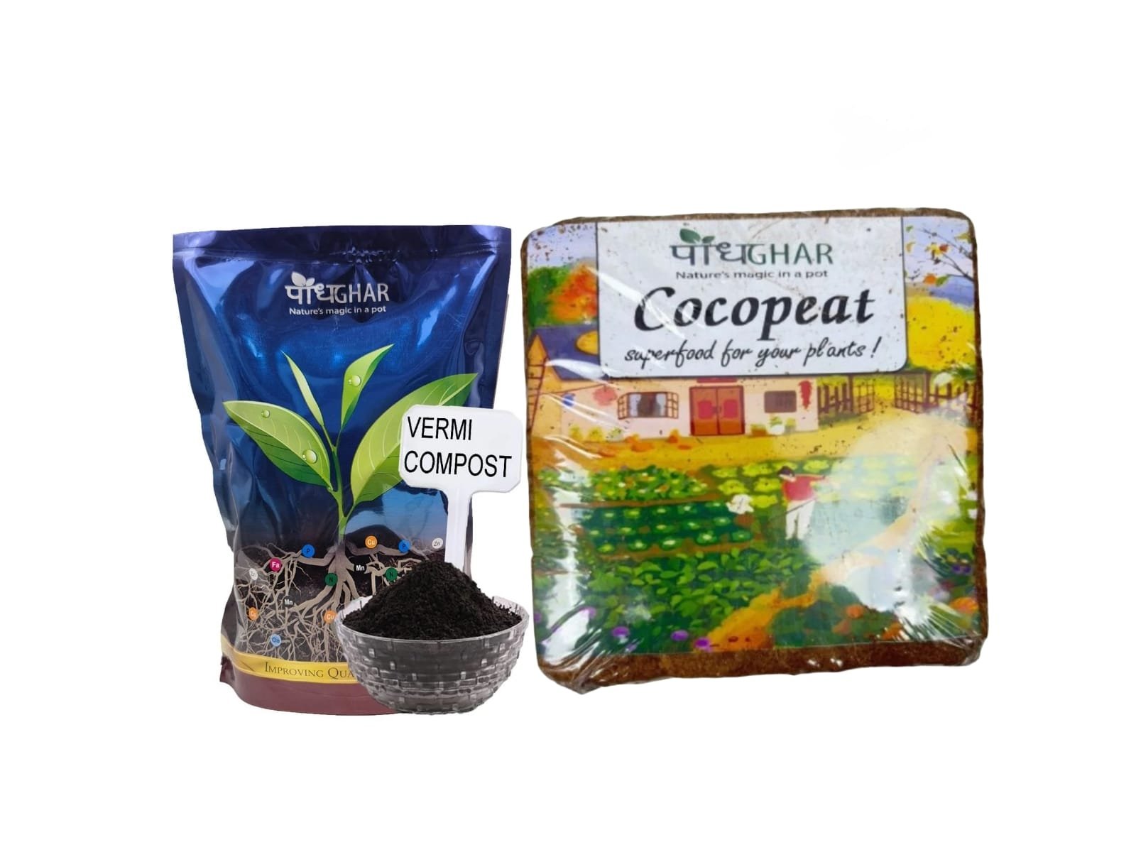 Enrich your soil naturally with PodhGhar’s Vermicompost + Cocopeat blend—a powerful combination for healthy, thriving plants. Vermicompost adds essential nutrients and beneficial microbes, while cocopeat improves soil aeration, water retention, and root development. Perfect for pots, planters, or garden beds, this mix ensures stronger growth and greener, more vibrant plants.